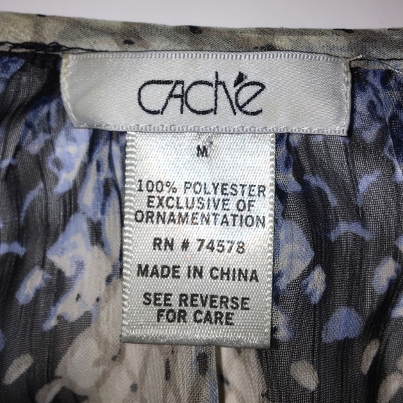 Caché Jeweled Blue Peplum Blouse, Medium - Picture 6 of 11